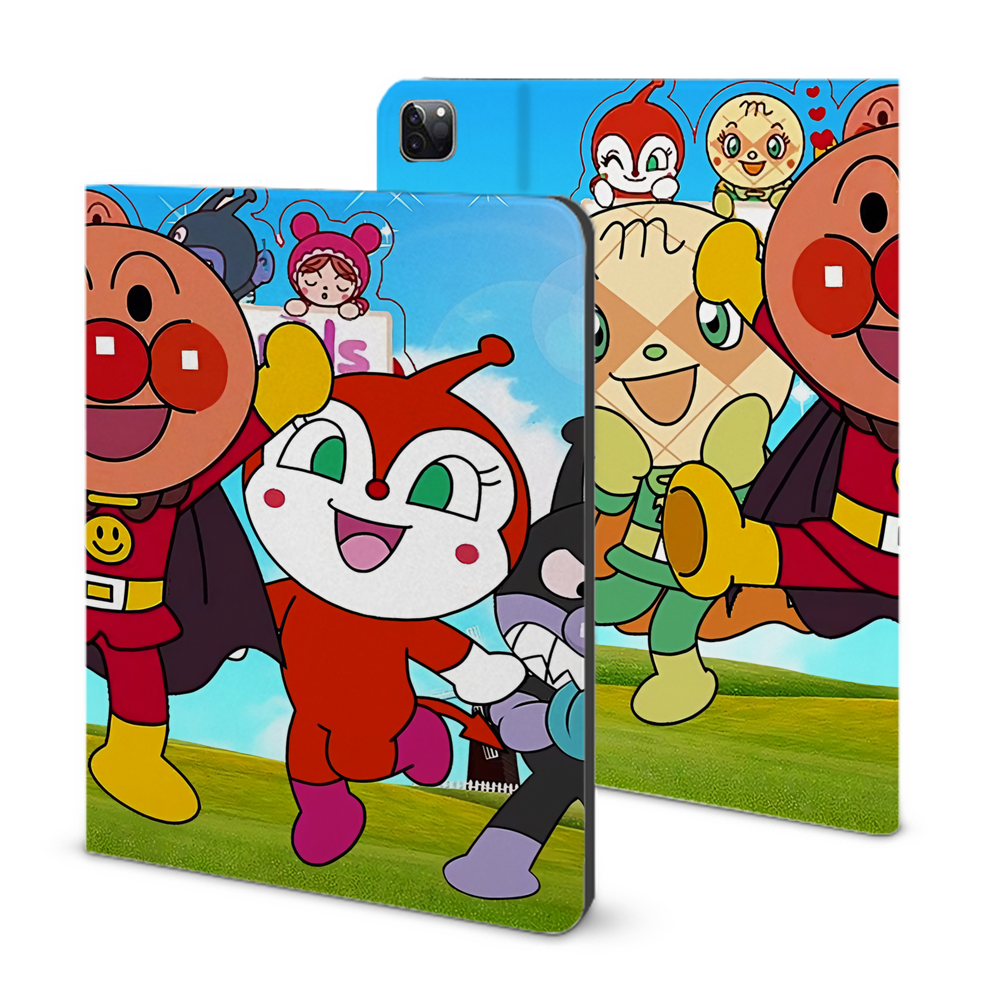 （画像用） アンパンマン Anpanman IPad ケース ブック型 PUレザー TPU 耐衝撃 軽量 薄型 ペン収納なし 全面保護 IPad 各モデル対応